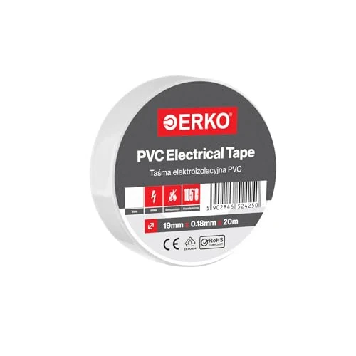 Limitiertes Angebot: ERKO Isolierband Weiß 19mm x 20m PVC Universal Elektrische Leitungen Reparatur, Hochflexibel mit starker Klebekraft, Chemiebeständig, Polyvinyl Chlorid von 2.99 EUR auf 2.99 EUR (Spare 0%)