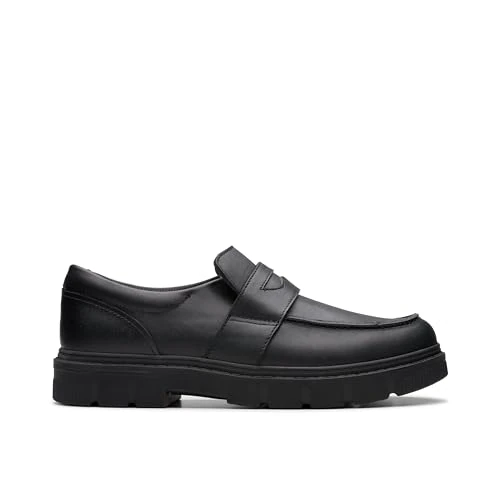 Clarks Boys Lorcamcraft Y Oxford Flat, Black Leather, 5.5 UK