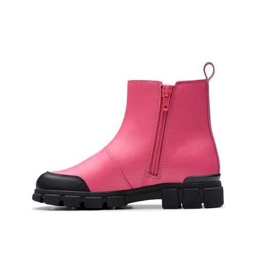Clarks Girls Evynchelsea K. Chelsea Boot, Bright Pink Lea, 10 UK