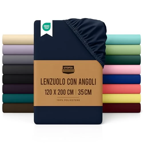 Utopia Bedding Drap Housse - Marine, 120 x 200 cm - Certifié Oeko-Tex - Bonnets 35 cm pour Matelas Épais - Polyester Microfibre Brossée