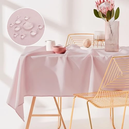 Limited offer: ROOM99 Aura Tablecloth, 140 x 200 cm, Tablecloth, Stain Protection, Washable, Water-Repellent, Dirt-Repellent, Polyester, Rectangular, Banquet Decoration, All Year, Powder Pink from 16.24 EUR to 16.24 EUR (save 0%)