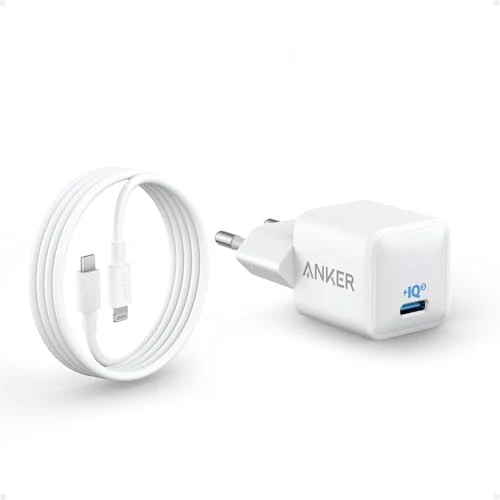 Anker 511 Chargeur iPhone USB C 20 W, Rapide, Durable et Compact PIQ 3.0, pour iPhone 14/13, Galaxy, Pixel 4/3, iPad/iPad Mini(+ 1 MFi Certified Câble USB C vers Lightning de 180 cm)