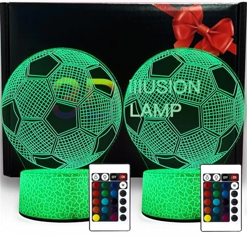 Oferta limitada: ZQX Regalos de fútbol para niños, 2 unidades, ilusión óptica 3D, lámpara decorativa LED, batería, 16 colores con mando a distancia, luz nocturna 3D, regalos para cumpleaños, Navidad y Año Nuevo de 14.99 EUR a 11.99 EUR (ahorro 20%)