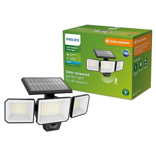 Limitiertes Angebot: Philips Outdoor Solar Nysil Wand-Sicherheitslicht 8,7W, Tageslicht- und Bewegungssensor, 5000 Kelvin, IP44 wetterfest, schwarz von 59.99 EUR auf 37.98 EUR (Spare 37%)
