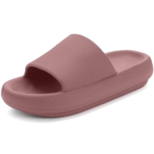 Zeitlich begrenztes Angebot: Misolin Badeschuhe Damen Herren Original Hausschuhe Cozislides Wolke Schlappen Super Weich rutschfest Badelatschen Sommer Pantoletten Cozy Cloudyzzz Slides Indoor/Outdoor,Rotbraun 37/38 EU von 28.99 € auf 19.98 € (31% Rabatt)