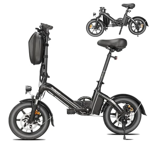 Bodywel T16 E-bike, inklapbaar, draagbaar, 16 inch, e-bike Urbana met intelligent led-display, 250 W, 36 V/10,4 Ah, dubbele schijfremmen en voorwielophanging, voor heren en dames, zwart