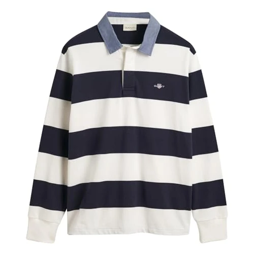 Offre limitée : GANT T-Shirt pour Homme Reg Chambray Stripe Heavy Rugger, Coquille d'œuf, L de 130.00 € à 130.00 € (0.00% de remise)