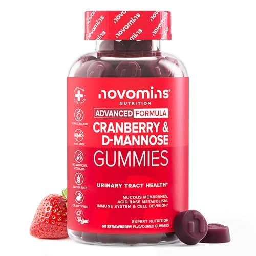 Cranberry & D Mannose Gummies - Urinary Tract Health & Bladder Control - Vegan - Alternative to Cranberry Tablets, Juice, or D Mannose Powder - Inulin, Magnesium - 60 Gummies - Novomins