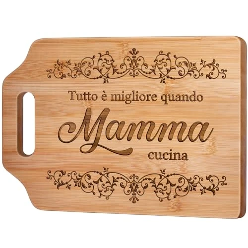 Offerta a tempo: Giftasy Regalo Mamma, Regalo Mamma Compleanno - Idee Tagliere in Bambù Inciso, Regali Mammina del Figlio/Figlia alla Madre Cucina Originali - 26% da 18.99 € a 13.99 €