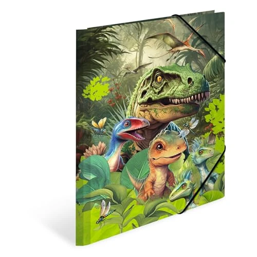 Zeitlich begrenztes Angebot: HERMA Sammelmappe A4 Dinosaurier, Kinder Eckspanner-Mappe aus Pappe mit Tier Dino Motiv, Gummizug, Innenklappen und Innendruck für Jungen und Mädchen von 4.92 € auf 4.92 € (0.00% Rabatt)