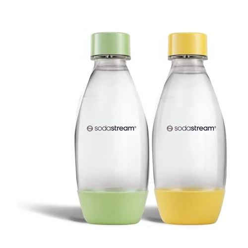 Offerta a tempo: Sodastream Fuse - 2 bottiglie d’acqua lavabili in lavastoviglie, capacità 0,5L, bottiglie per la gasatura compatibili con Gaia, Terra, Art ed Enso, ecologiche, colore mente e giallo - 33% da 14.99 € a 9.99 €