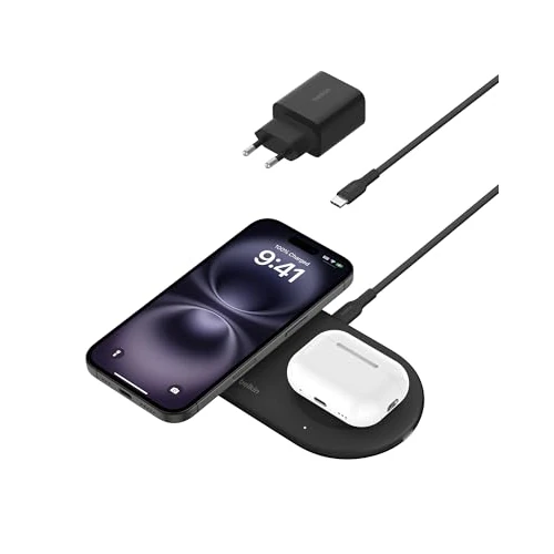 Offre limitee: Belkin BoostCharge Pro Station de Recharge 2-en-1 avec Qi2, 15 W, Compatible MagSafe, pour iPhone 17, iPhone Air, Pixelsnap, Apple Watch, AirPods, Adaptateur Secteur Inclus - Noir de 52.56 EUR a 52.56 EUR (economie 0%)