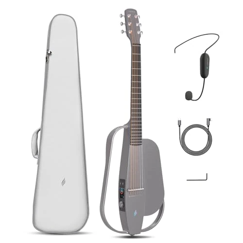 Limitiertes Angebot: Enya NEXG SE Elektro-Akustische Gitarren – Grau 3/4 Carbon Fiber Guitar Smart Audio Silent E-Gitarre Set für Erwachsene mit Wireless Lautsprecher Headset Mic Ladungskabel und Halsstab von 499.99 EUR auf 499.99 EUR (Spare 0%)
