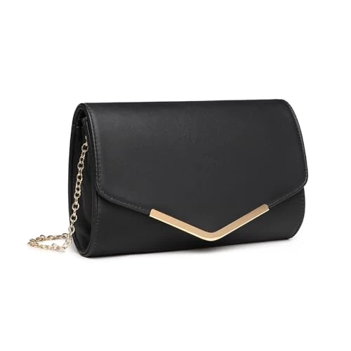 Miss Lulu Women's Clutches - Clutch Bag with Chain - Elegant Evening Bags for Weddings and Evenings