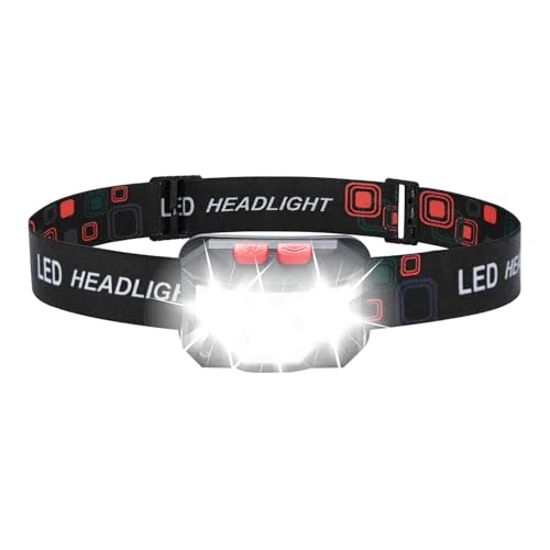 GRIFEMA Torcia Frontale LED Ricaricabile, 8 Modalità di Illuminazione con Sensore di Movimento, Batteria da 1200mAh, Angolo Regolabile, Leggera e Compatta, Ideale per Corsa, Trekking, Campeggio