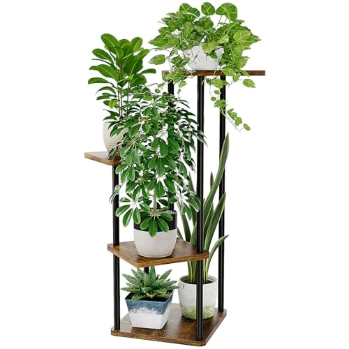 Limited-time offer: Bamworld Plant Stand Indoor Metal Plant Shelf for Multiple Plants Small Corner Flower Stand for Patio Garden Balcony Living Room Bedroom（4 Tier-Brown from 22.99 £ to 22.99 £ (save 0.00%)