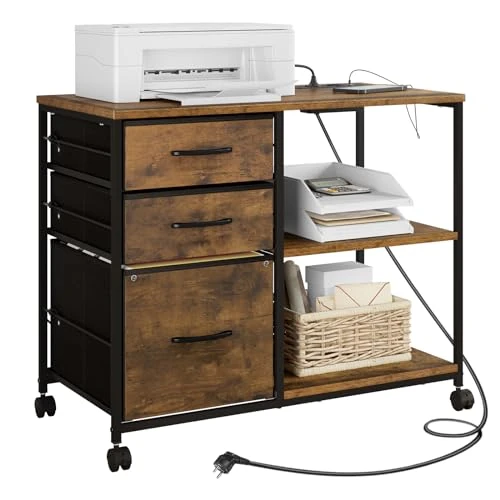 Oferta limitada: WOLTU Armario Archivador, Cajonera Móvil con Ruedas, Gabinete de Metal con Enchufes y Puerto USB, Estanteria con 3 Cajones Almacenaje para Oficina y Hogar, 80x40x66 cm, ASK07hov de 83.99 EUR a 67.19 EUR (ahorro 20%)