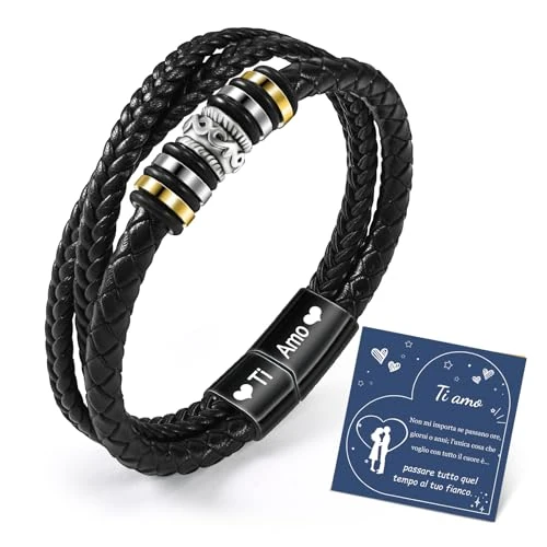 Oferta limitada: CheersLife San Valentin Regalos Hombre Regalos Originales Para Hombre Pulseras Hombre Cuero Regalos Cumpleaños Hombre Regalo Aniversario Pareja Te Quiero Regalo Novio Regalos Personalizados 3 CapasIT de 18.99 EUR a 18.99 EUR (ahorro 0%)