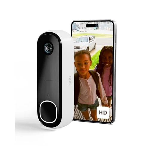 Arlo HD Doorbell Camera Wireless, Outdoor WiFi Video Doorbell, Motion Sensor CCTV Camera Systems, 6 Month Battery Operated Security Camera, Night Vision, Arlo Secure Trial Included, White, UK