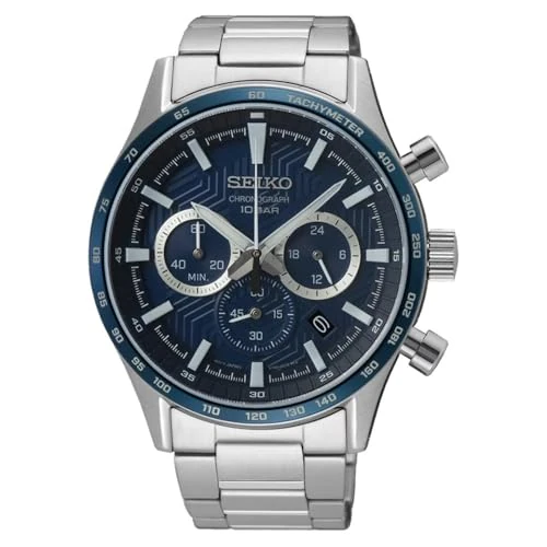 Offerta a tempo: Seiko Orologio Analogico al Quarzo Uomo con Cinturino in Acciaio Inossidabile SSB445P1 - 26% da 299.00 € a 222.01 €