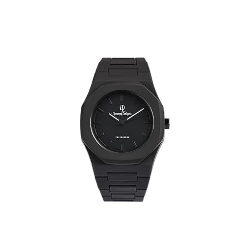 GDL Giovanni De Luca Elegant Watch for Women and Men with Polycarbonate Case 40.5 x 8.8 mm, Octagonal Black Dial, Black Strap and Japanese Quartz Movement - Waterproof 5 ATM, Lightweight and Durable