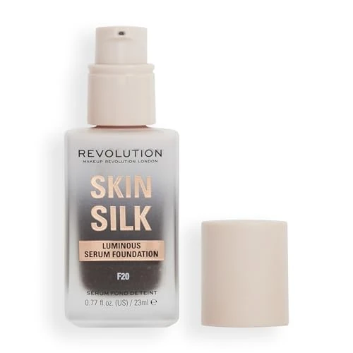 Makeup Revolution, Skin Silk Serum Foundation, Light to Medium Coverage, Contains Hyaluronic Acid, F20, 23ml