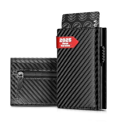 Offerta a tempo: IceReco Portafoglio Uomo Slim Mini Con Protezione RFID in Pelle Vera, Porta Carte Con Portamonete, Design in Carbonio Pinko Magnetico - 40% da 19.99 € a 11.99 €
