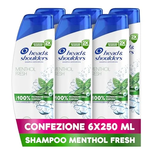 Limitiertes Angebot: Head & Shoulders Menthol Fresh Anti-Schuppen-Shampoo, 250 ml, Größe X6, für den täglichen Gebrauch. Bis zu 100% Schutz vor Schuppen. Klinisch getestet. Alle Arten von Haut und Haar von 23.29 EUR auf 23.29 EUR (Spare 0%)