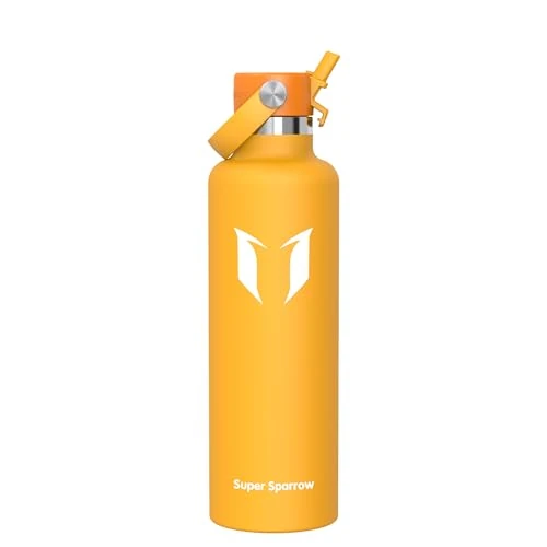 Sparrow Insulated Water Bottle 1L - FlipFlow Metal Water Bottles with Straw Lid - BPA Free - Leakproof Stainless Steel Flask for Sport, Camping, Hiking, Outdoor, Travel