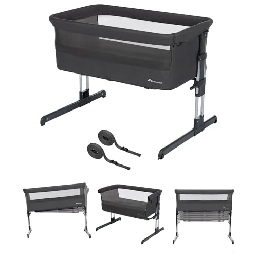 Offerta a tempo: Bebeconfort Calidoo, Culla Neonato Fianco Letto 2 in 1, 0-6 Mesi (0-9 kg), Culla Co-sleeping Reclinabile, 5 Altezze, Ampio Materasso Imbottito, Pannelli a Rete, Lato Facile da Aprire, Tinted Graphite - 7% da 84.63 € a 78.70 €