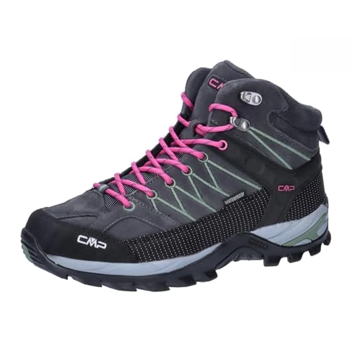 CMP Femme Rigel Mid WMN Trekking Shoes WP Chaussure de Trail, Anthracite Mineral Green, 36 EU