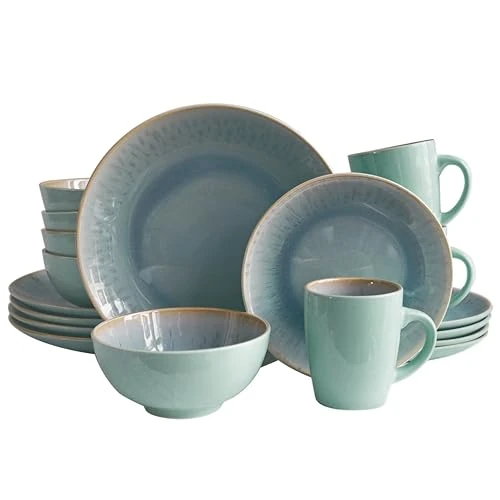 ECHTWERK 16-Piece Vintage Ana Dinner Service Modern Design for 4 People Stylish Porcelain Dinner Set with 4 x Dinner Plates, 4 x Side Plates, 4 x Bowls, 4 x Tea Cups