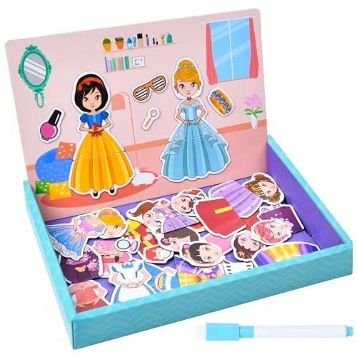 Offerta a tempo: Aolso Set da gioco per travestimento da principessa, gioco educativo magnetico, giocattolo puzzle per vestire, sviluppo abilità motorie e immaginazione, adatto dai 3 anni in su - 36% da 13.99 € a 8.99 €