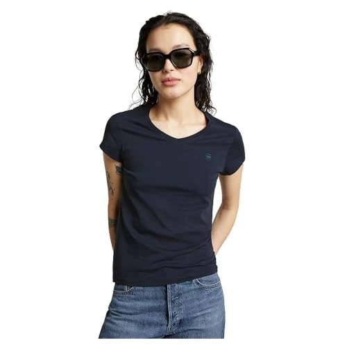 G-STAR Camiseta Eyben Slim V Top 2.0 para Mujer, Azul (Osaka Blue D24533-4107-3873), XXS