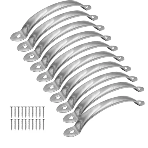 ONEBO 10 Stuks Roestvrijstalen Handgree, Kastgrepen, Deurknopgrepen, met Schroeven, voor Keuken, Kledingkast, Lade, Badkamer, Slaapkamer (Zilver)