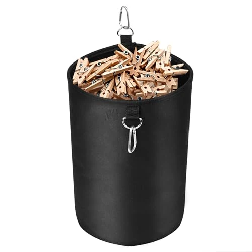 Offre limitée : AiQInu Panier Pince à Linge, Noir Anti-poussière avec Mousqueton Suspendu, Rangement pour 200 épingles à Linge, Organisateur d'épingles à Linge pour l'intérieur et l'extérieur de 8.99 € à 8.99 € (0.00% de remise)