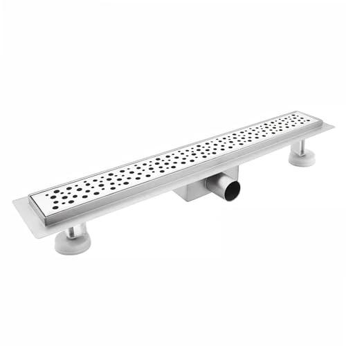 sunrik Scarico Doccia a Pavimento, Bolle Scarico Doccia 110 cm, Canalina Scarico Doccia in Acciaio Inox con Sifone e Filtro