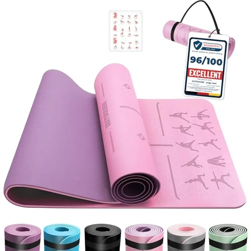 OUTDOUSE Tappetino Yoga,Tappetino Palestra TPE,Yoga Antiscivolo,Pilates,per Palestra,Pilates,Fitness,Sport,Yoga Mat con Tracolla Stoccaggio,183x61cm