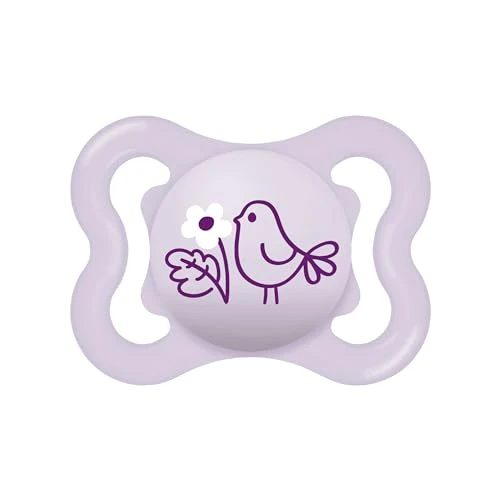 MAM Schnuller aus Silikon, mit Schnullerhülle, 2-6 Monate, Lila