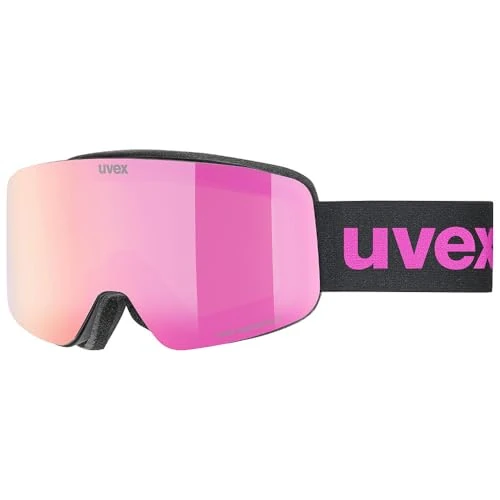 uvex Unisex-Kids, pwdr FM ski goggles, black matt/pink-clear, one size