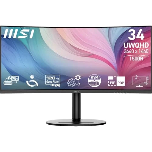 Oferta limitada: MSI Modern MD342CQP Monitor Curvo de 34'' UWQHD 1500R - Panel VA 3440 x 1440, KVM, Pip/PBP, Amplia, Altavoces Integrados, Ajustable en 3 direcciones - HDMI 2.0b, DisplayPort (1.4a) de 299.00 EUR a 299.00 EUR (ahorro 0%)