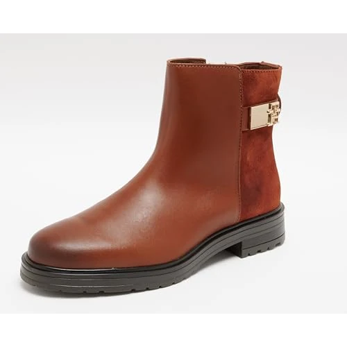 Tommy Hilfiger Women’s Leather Boots, Brown (Cognac Brown), 5