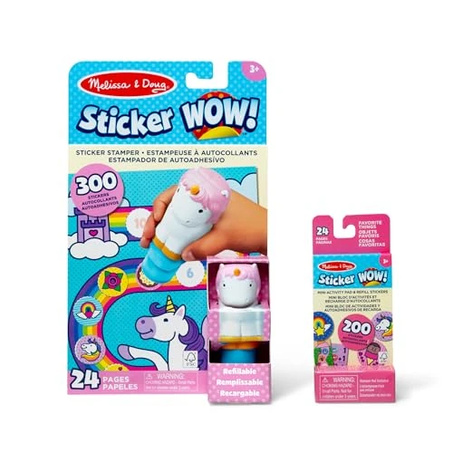 Oferta limitada: Melissa & Doug - Sticker Wow! Estampador de Pegatinas Infantiles con Forma de Unicornio: Cuaderno 24 Páginas Fantasía, 300 Stickers Infantiles + Mini Bloc y Recarga (200), 6075500, Manualidades Niñas de 16.68 € a 12.74 € (ahorro 24%)