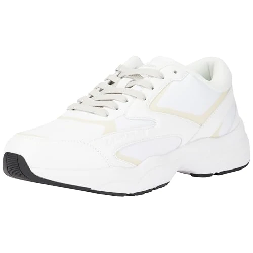 Calvin Klein Jeans Heren Retro Tennis Low Multilayer YM0YM01104 Sneakers, Wit (B Wit/O Mushroom), 11 UK, Witte B Witte O Paddestoel, 43.5 EU