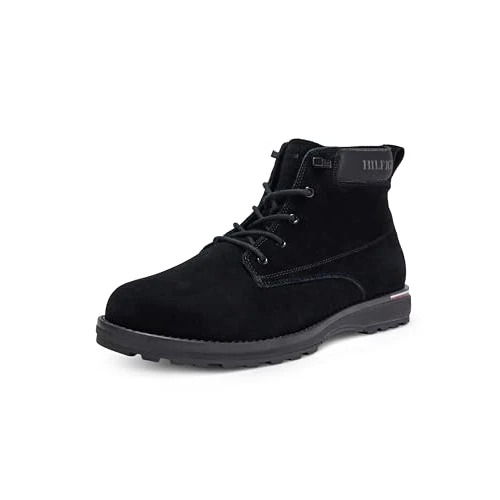Offerta a tempo: Tommy Hilfiger Uomo Stivali Corporate Outdoor Suede Boot in Pelle, Nero (Black), 46 - 50% da 149.90 € a 75.31 €