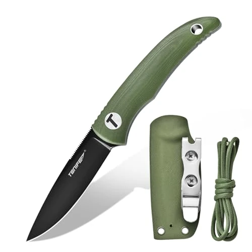 TONIFE Nova Full Tang Coltello da Caccia Campeggio a Lama Fissa 6,8cm con Guaina Kydex Regolabile Facile Portabile con Cordino in Paracord per Outdoor, Sopravvivenza e Bushcraft