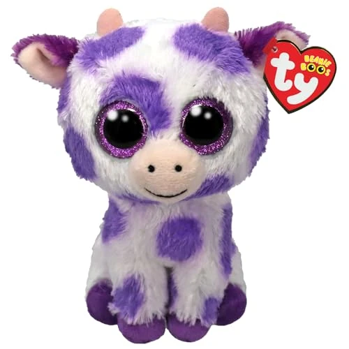 Offerta a tempo: TY Beanie Boos - Ethel la Mucca a Macchie Viola con Occhioni Viola glitter, Il peluche con gli occhi grandi scintillanti, 15 Cm, T37345 - 0.00% da 10.21 € a 10.21 €