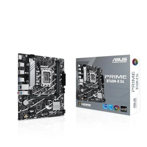 Offerta a tempo: ASUS PRIME B760M-R D4 Scheda Madre Intel mATX (LGA 1700), PCIe 4.0, 2 M.2 slot, DDR4, Ethernet Realtek 2.5Gb, HDMITM, SATA 6 Gbps, Porta USB Frontale 5Gbps, Aura Sync, Nero - 20% da 133.00 € a 105.89 €