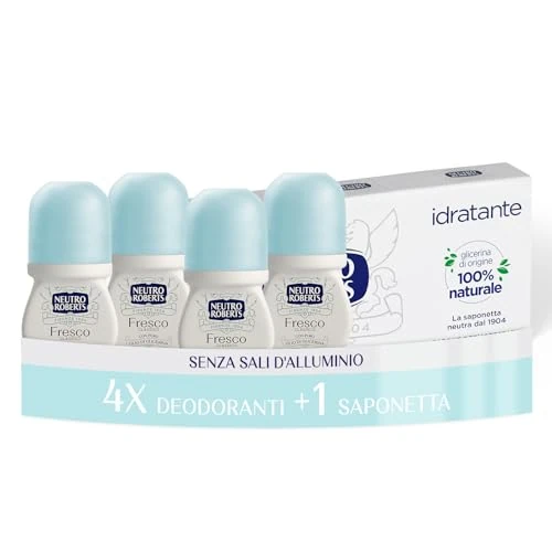 Offerta a tempo: Neutro Roberts - Deodorante Roll-On - 4 Pezzi + Saponetta Idratante — 40% da 15,99 € a 9,59 €