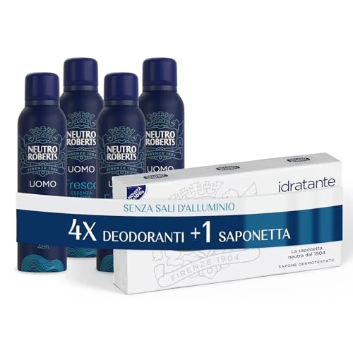 Limitiertes Angebot: Neutro Roberts Herren-Deodorant mit Meeresessenz, mit Geruchshemmer, ohne Aluminiumsalze, keine Flecken, mit reinem Glyzerin-Öl, dermatologisch getestet, 48h - 4 Stück à 150 ml von 15.60 EUR auf 15.60 EUR (Spare 0%)